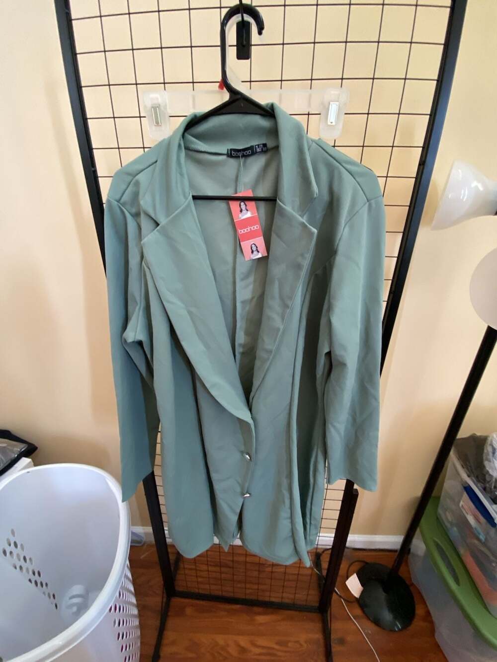 Boohoo Plus Button Detail Blazer Dress Sage